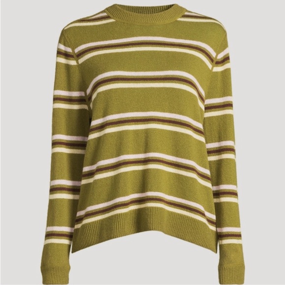 Reformation Sweaters - Reformation Cashmere Boyfriend Crewneck Sweater Striped Green Size Small